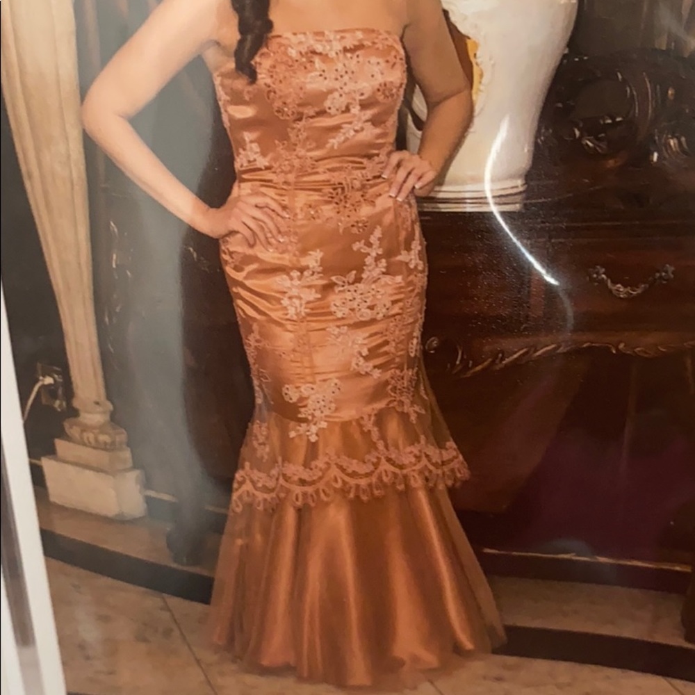 Mauve beaded evening gown